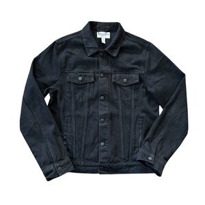 Arizona Jean Co Black Denim Jacket Mens Medium Trucker Jean Jacket Classic
